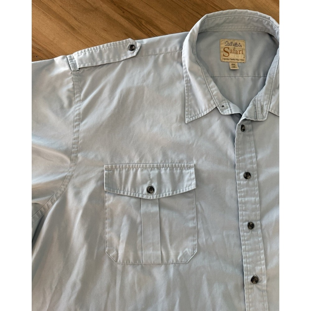Cabelas Safari Series Shirt Lot, Men's Blue & Tan Short Sleeve Button Up 4XLT - Picture 6 of 16